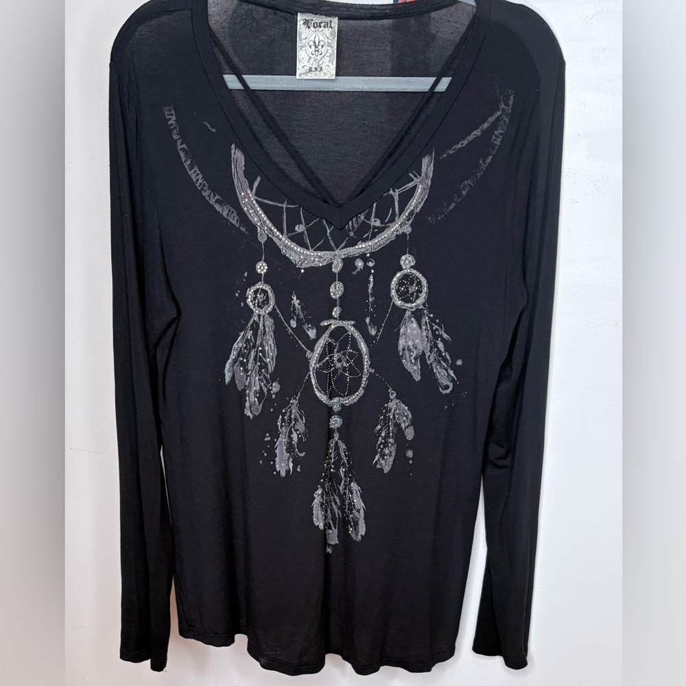 Vocal V Neck Long Sleeve Dreamcatcher Top